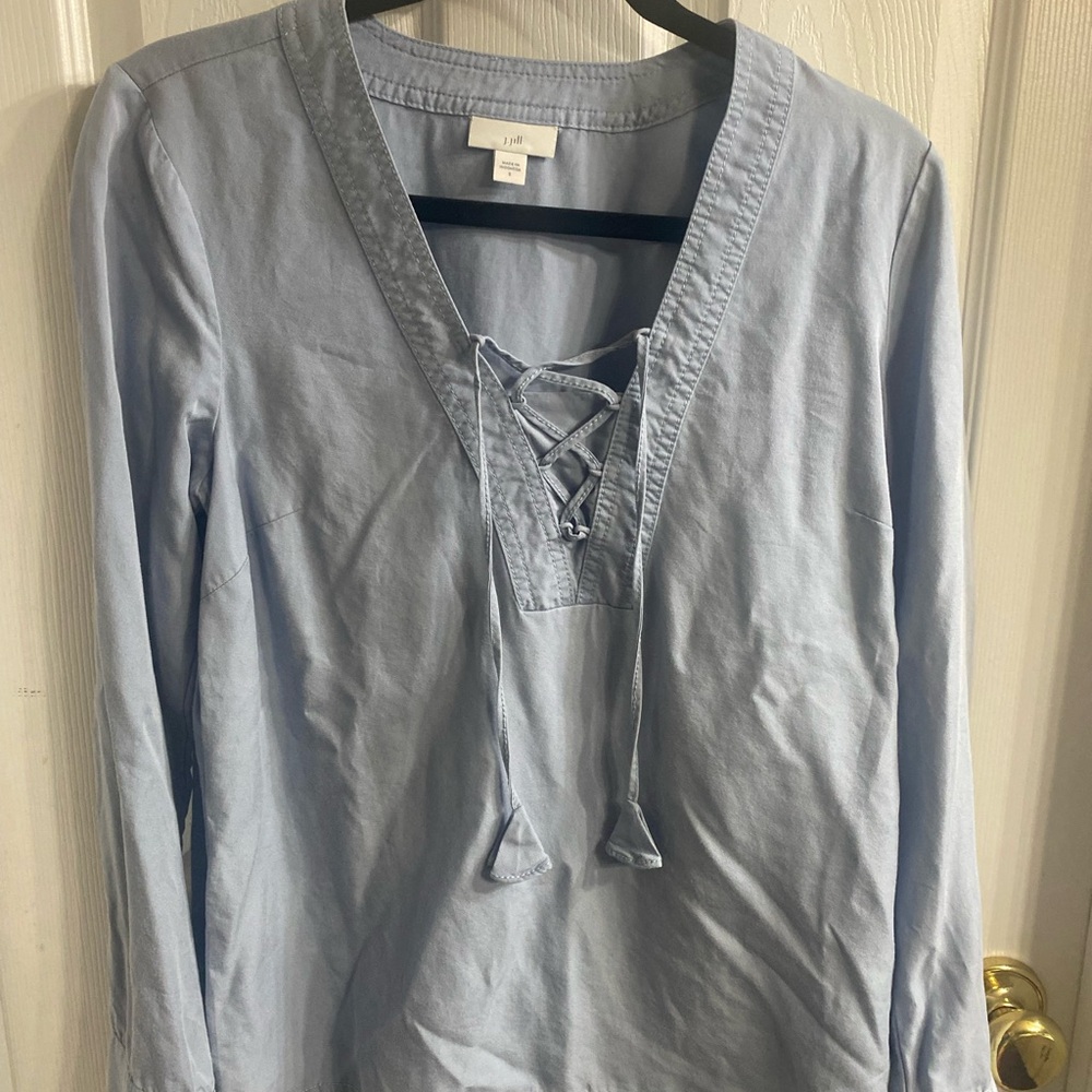 J. Jill Light Blue Button-Front Shirt
